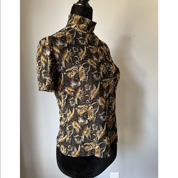 Vintage Floral Mockneck Short Sleeve (S) - Picture 2 of 10